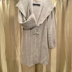 baby alpaca coat-length sweater with collar.